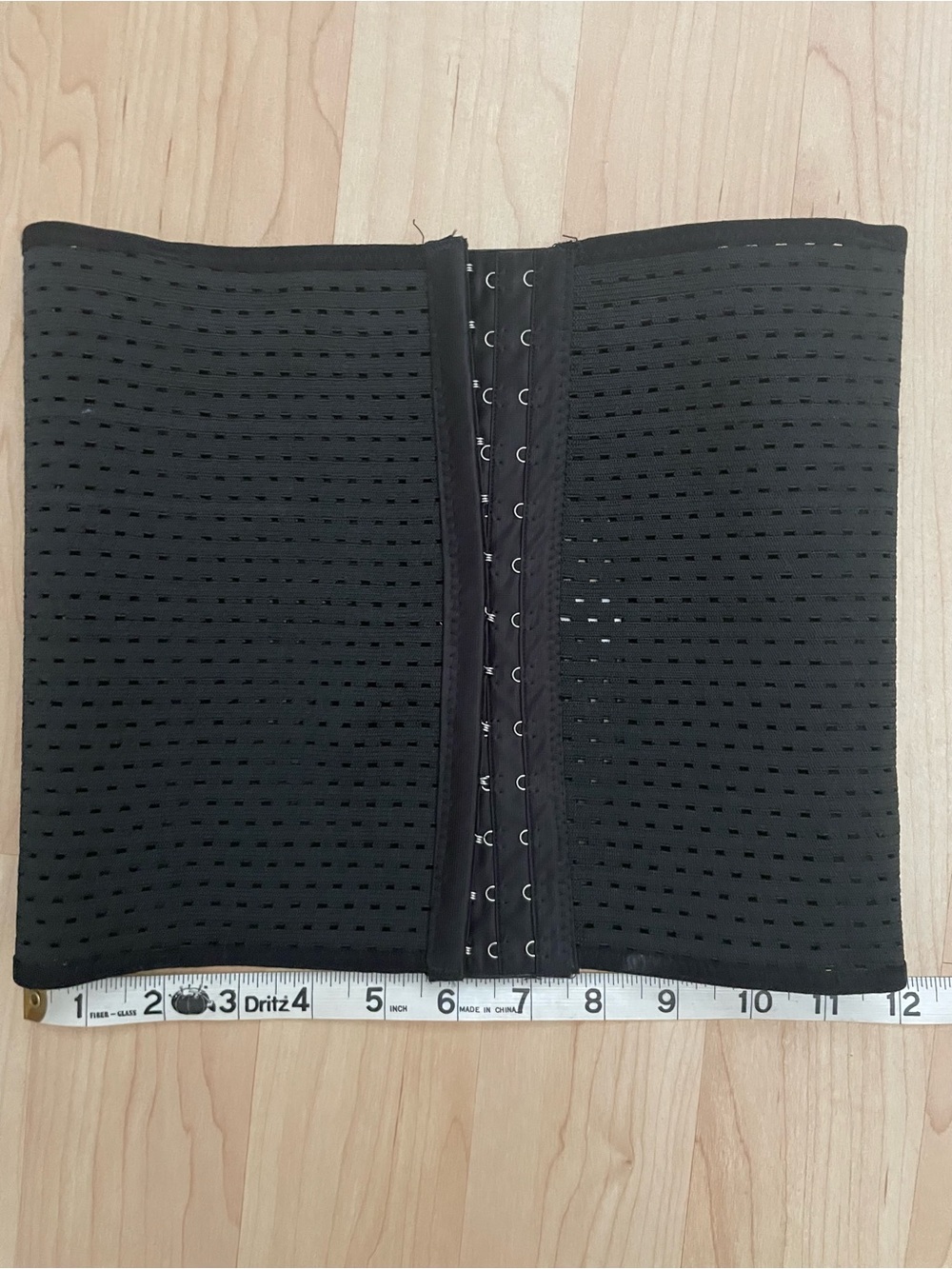 Black Waist Trainer Corset with Front Hook Closures 25” open